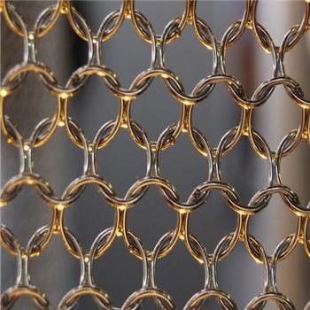 Золотой занавес звена цепи сетки металла цвета 1.2mm архитектурноакустический
