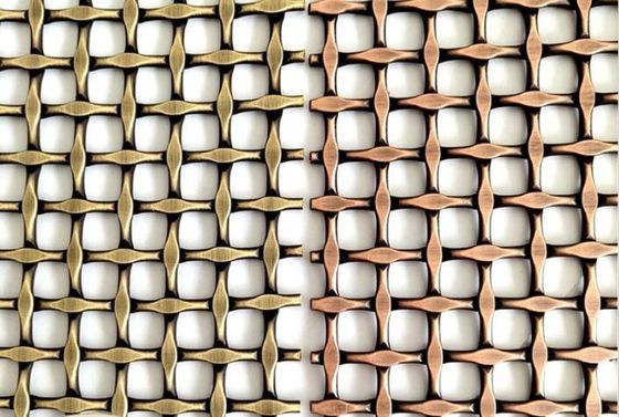 Прочная архитектурная плетеная сетка из нержавеющей стали золотистого латунного цвета для штор