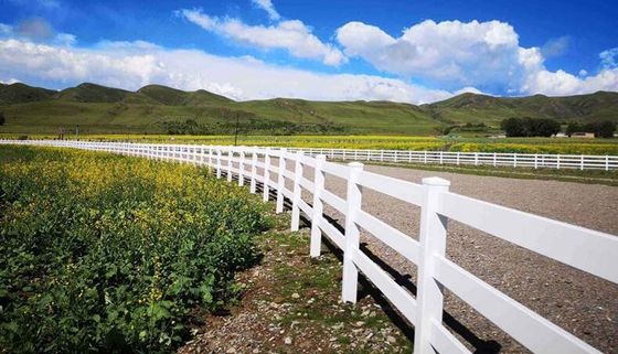 Устойчивый белый 3 рельсов дизайн ПВХ ограждение Пластиковый винил Ranch Paddock Horse Fence